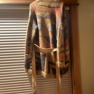 Pendleton Monterey Belted Sweater Cardigan, Multi Gold, Petite Small